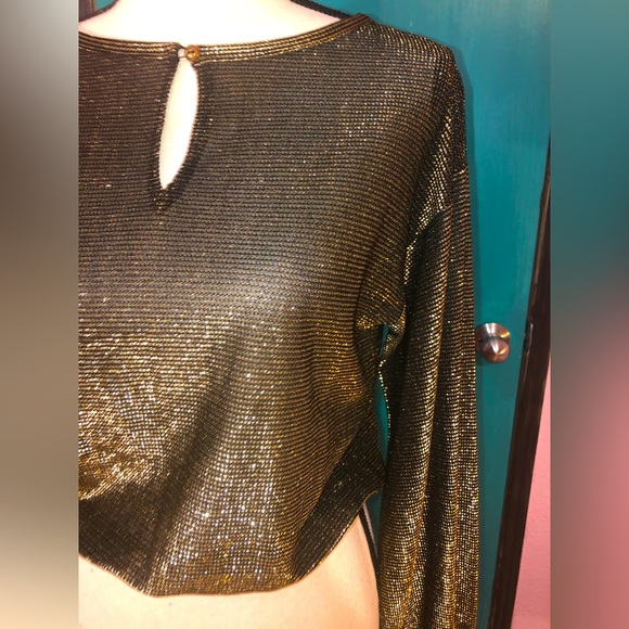 Vintage Black and Gold Disco Blouse 🪩 - Picture 7 of 12